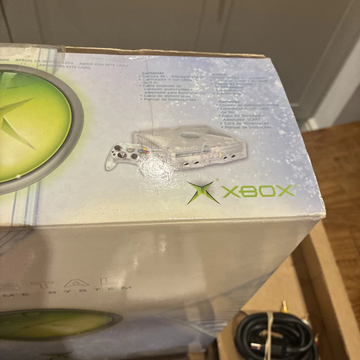 Microsoft Xbox Original Crystal Console Boxed With Inserts, Wires & Pad