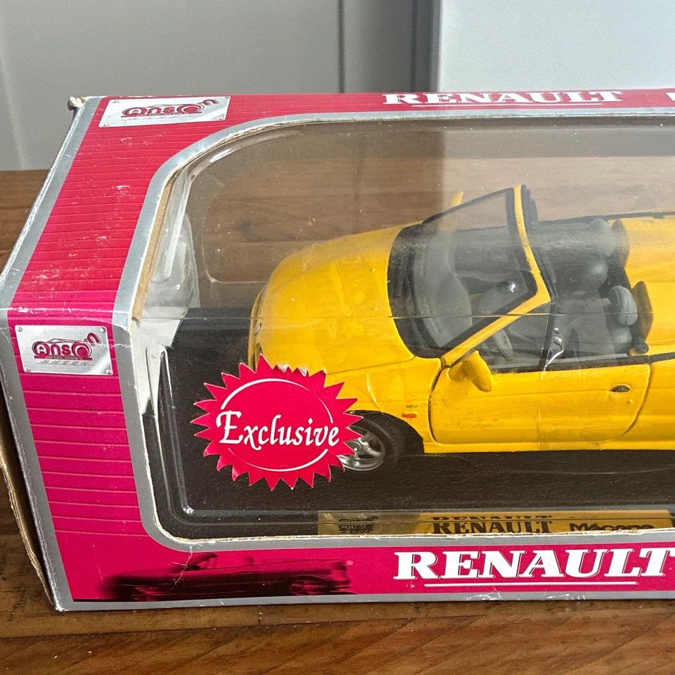 Anson Renault Megane 1999 1:18 Yellow/Black Diecast Metal Model Car New In Box