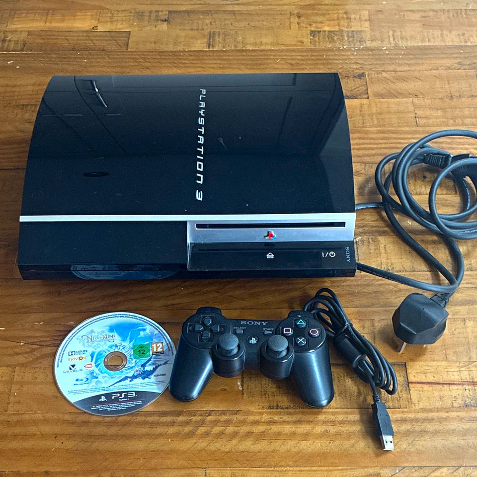 Sony PS3 CECHP03 Black Console Bundle w/ Controller, Loose Game & Power Lead