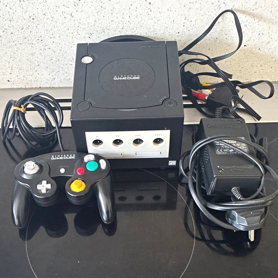 Nintendo Gamecube Black Console W/ Official Controller & Leads Fully Tested