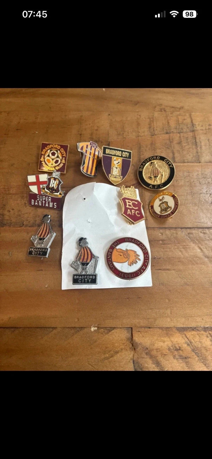 Bradford City Pin Badge Bundle Of 10, Vintage and Modern