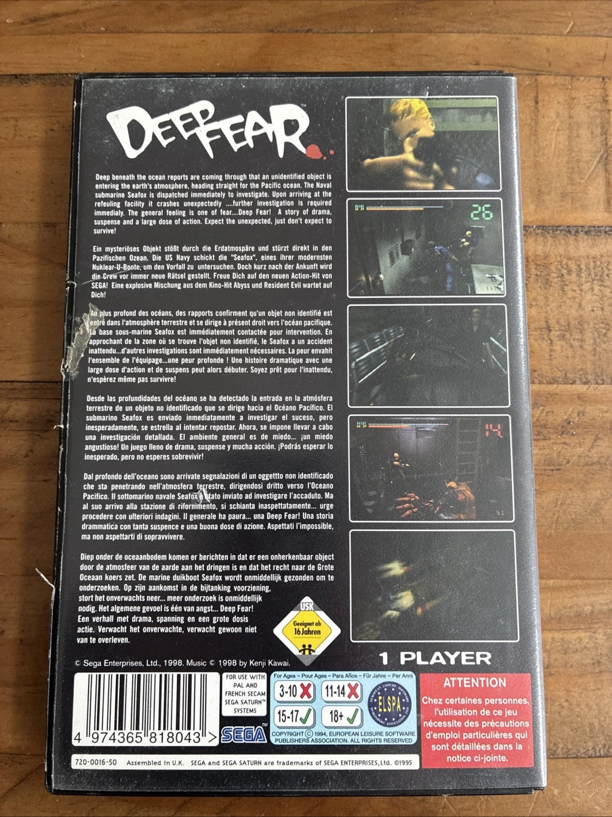 Deep Fear Sega Saturn Game In Box With Manual
