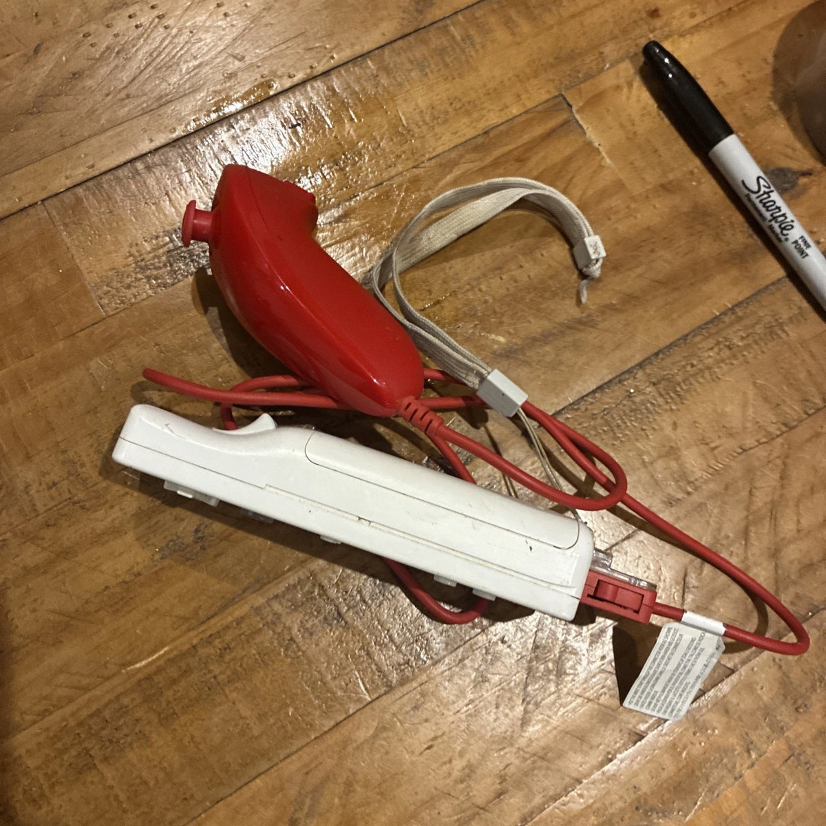 Nintendo Wii Red Console Bundle with Remote, Nunchuck & Wires