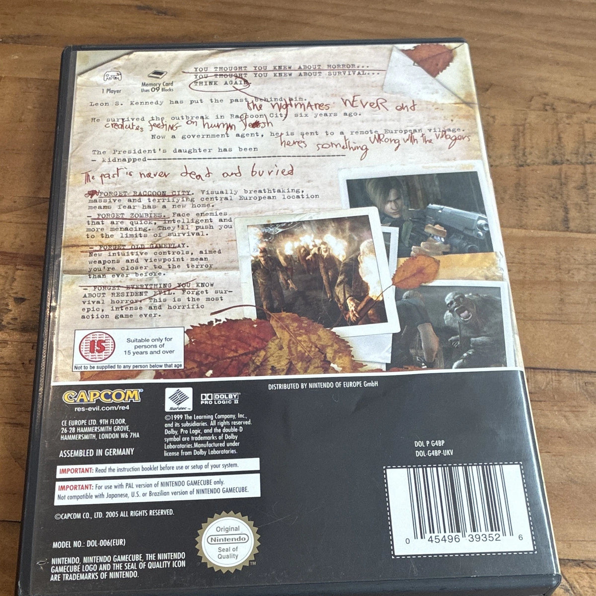Resident Evil 4 Nintendo GameCube Game PAL (2005) With Manual