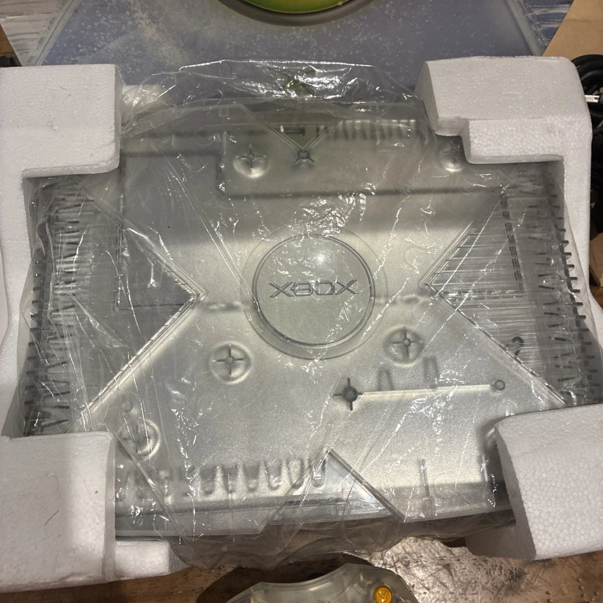 Microsoft Xbox Original Crystal Console Boxed With Inserts, Wires & Pad