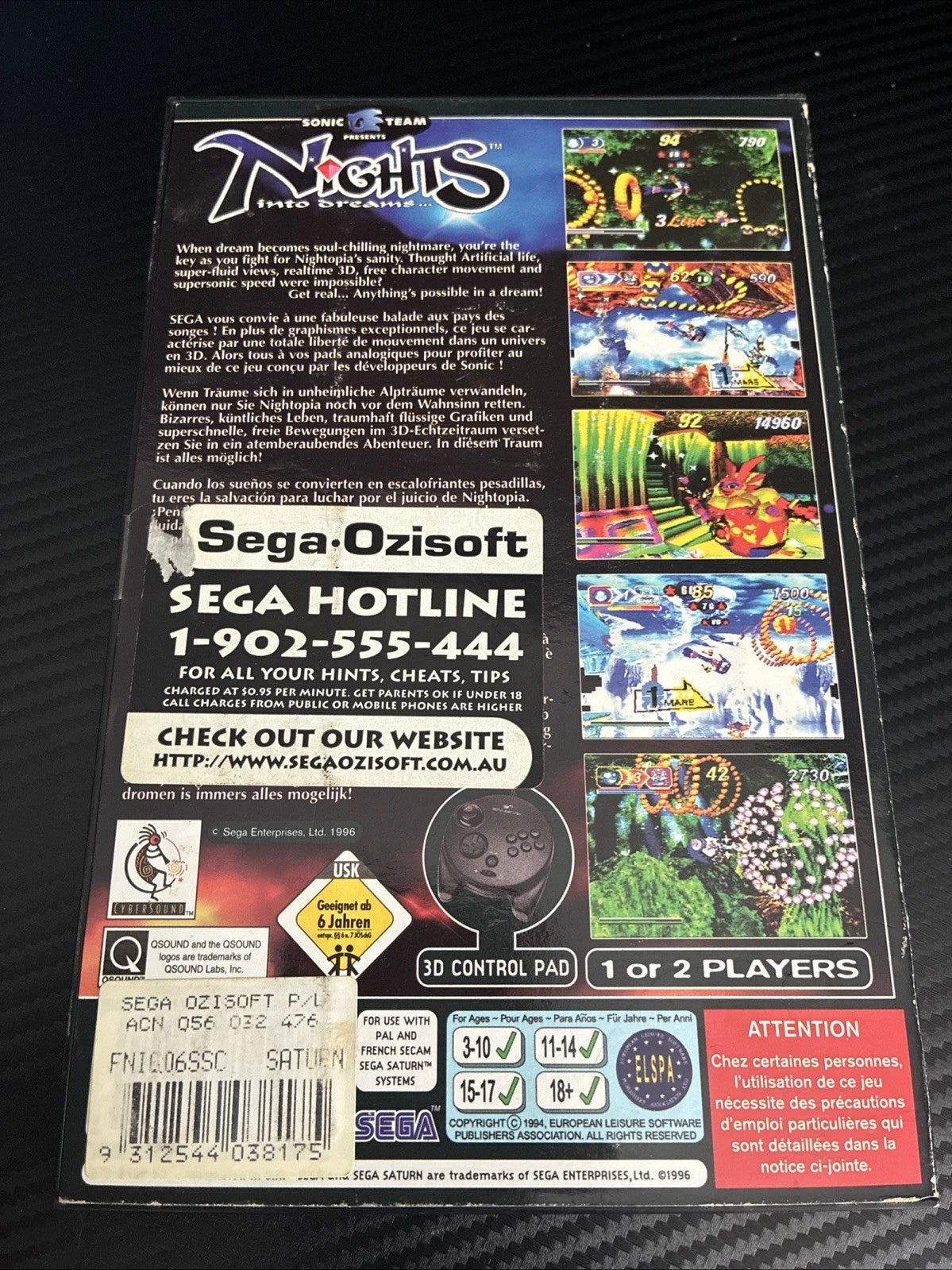 Nights Into Dreams Sega Saturn Game PAL Boxed With Manual