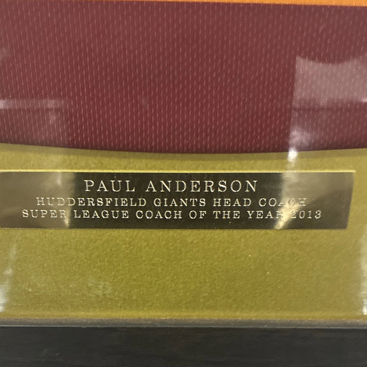 Framed & Signed Paul Anderson “Coach Of The Season 2013” Huddersfield Giants