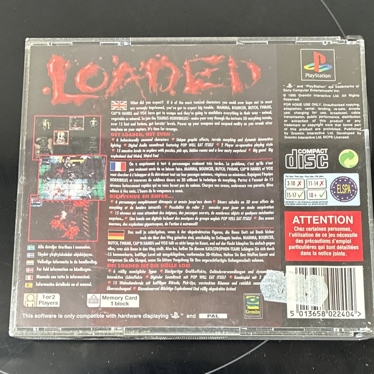 Loaded Sony PlayStation 1 Game PAL (1995) Shooter W/ Manual PS1
