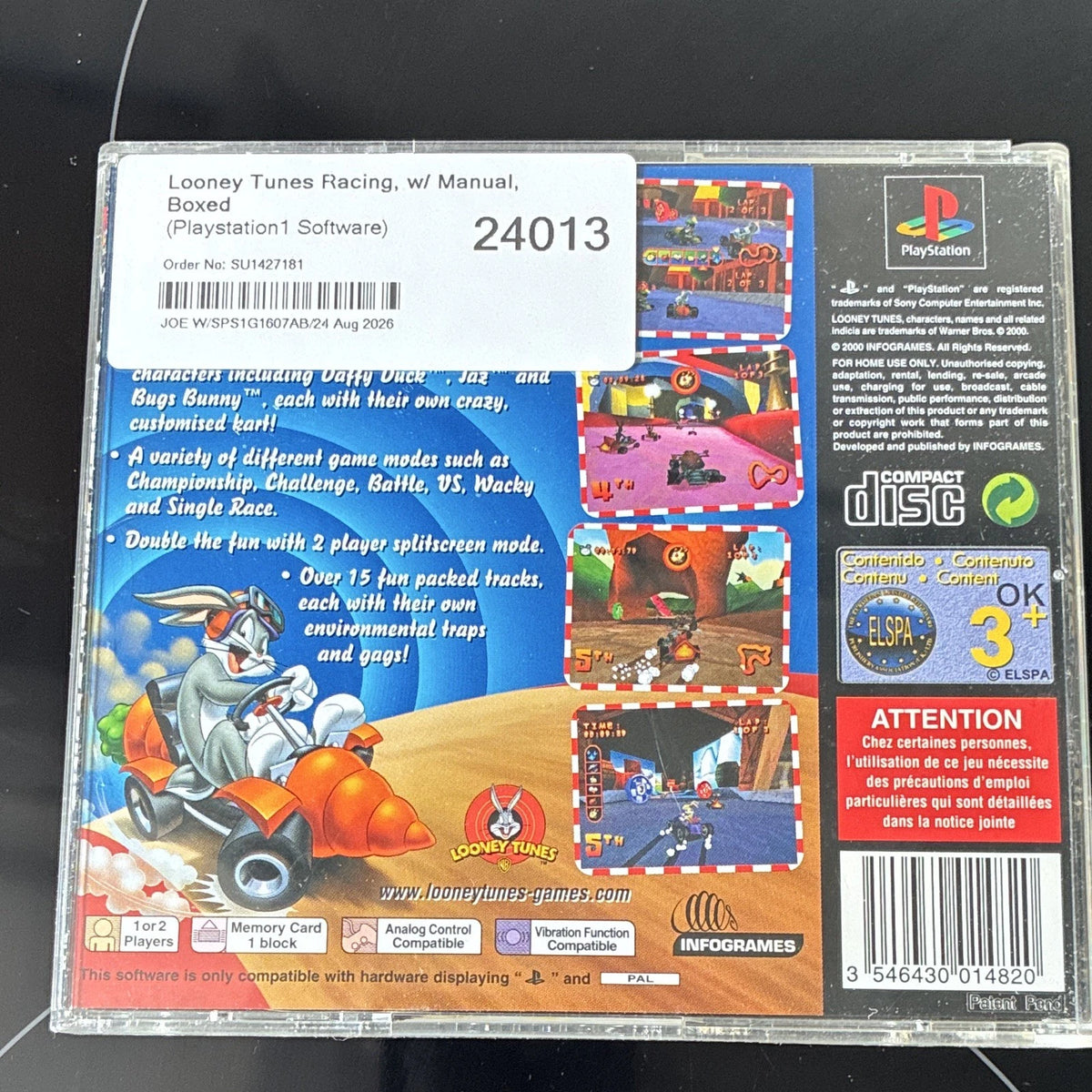 Looney Tunes Racing Complete Game With Manual For PlayStation PS1