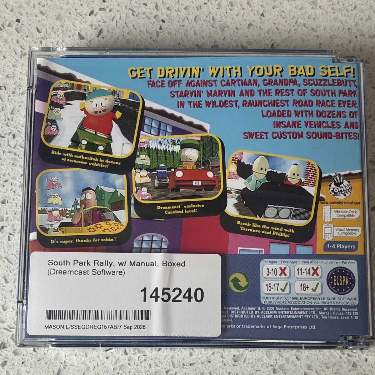 South Park Rally Sega Dreamcast Game PAL (2000) Racing W/ Manual