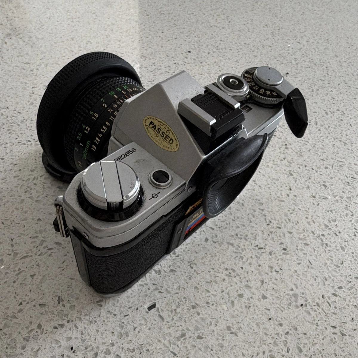 Canon AE-1 Silver 35mm SLR Film Camera with Canon FD 50mm f/1.8 Lens UNTESTED