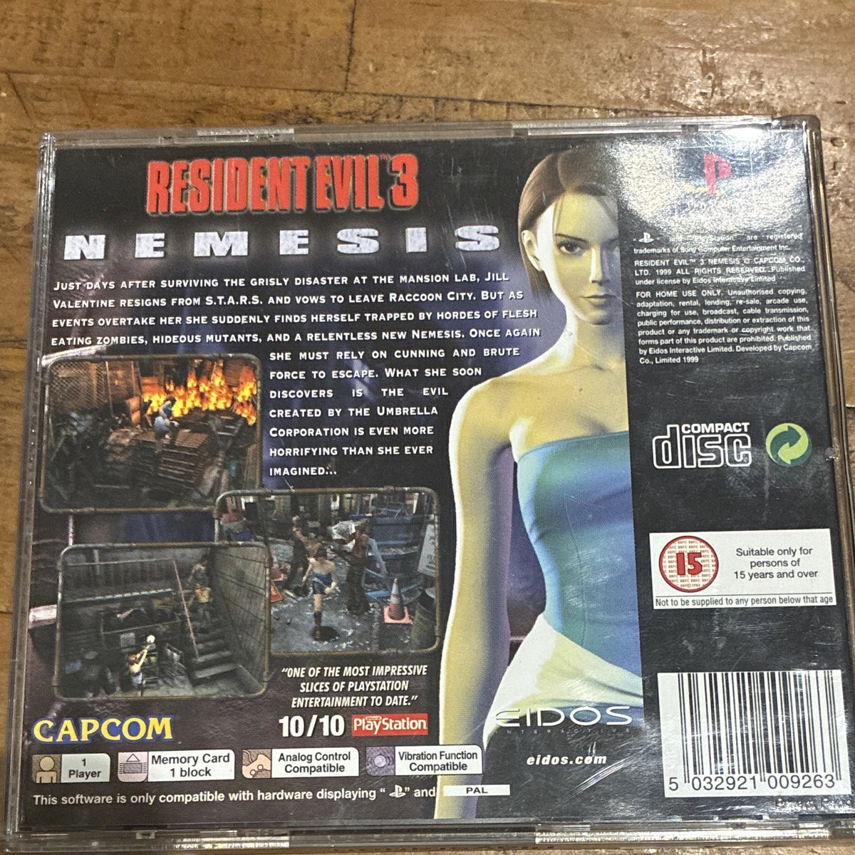 Resident Evil 3: Nemesis Sony PlayStation 1 Game PAL (1999) W/ Manual