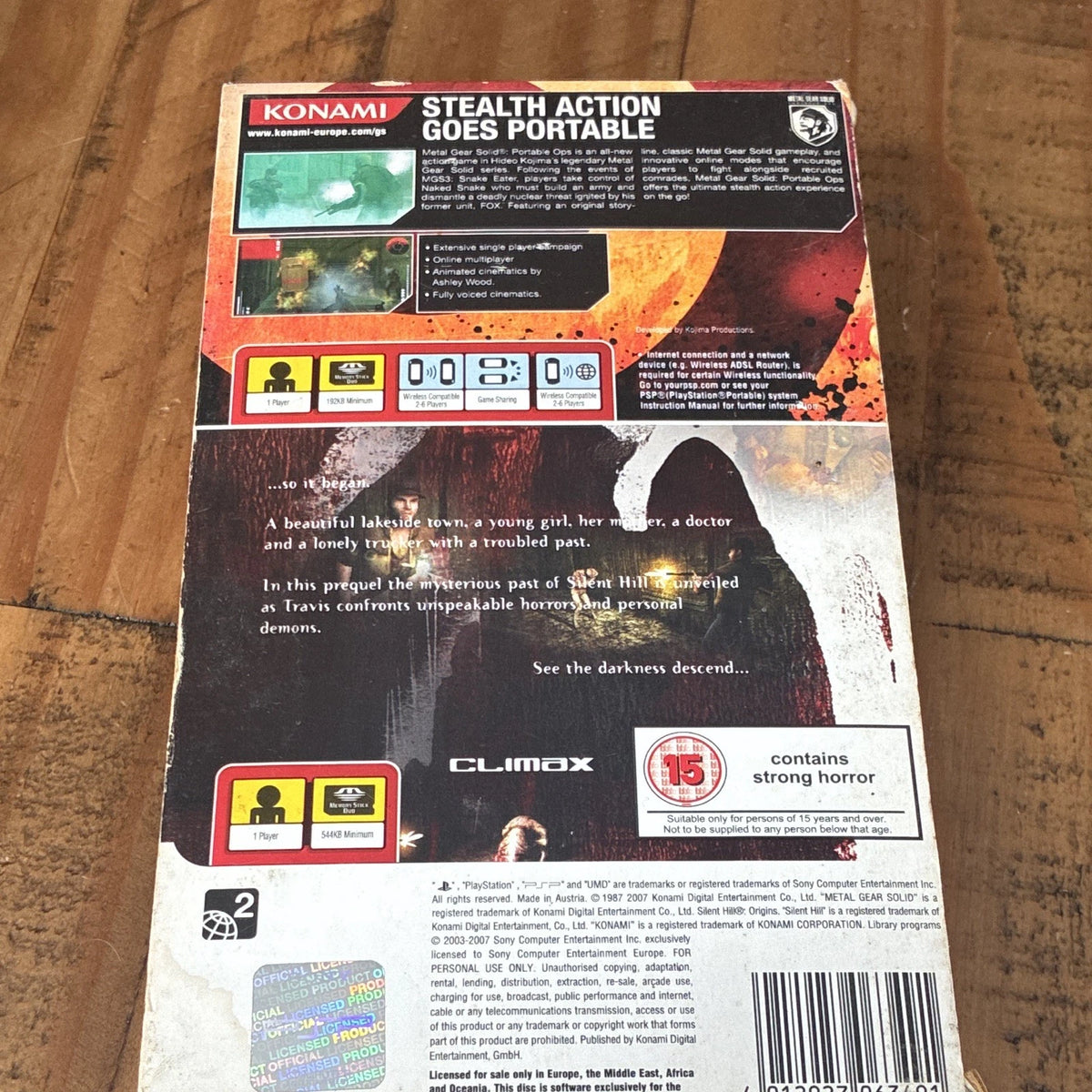 Metal Gear Solid Portable Ops / Silent Hill Origins Double Pack PSP Game W/ Manual