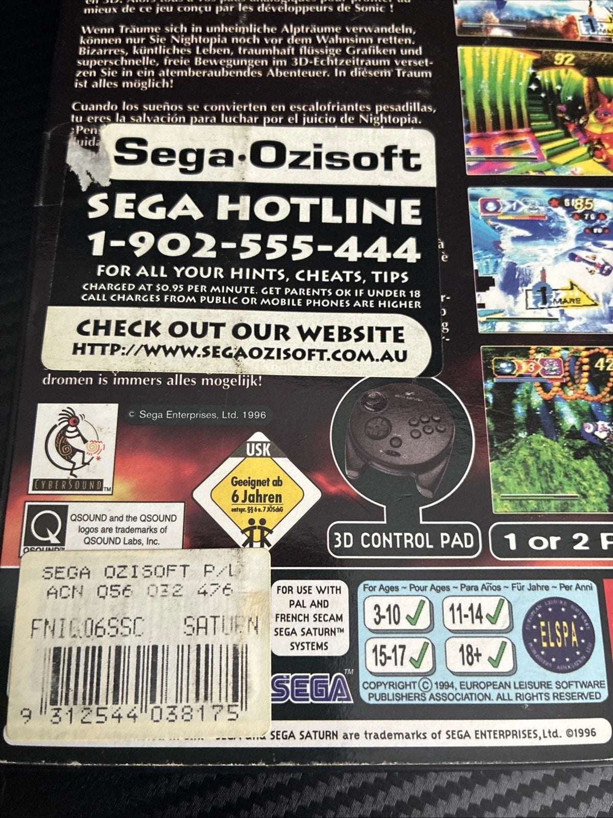 Nights Into Dreams Sega Saturn Game PAL Boxed With Manual