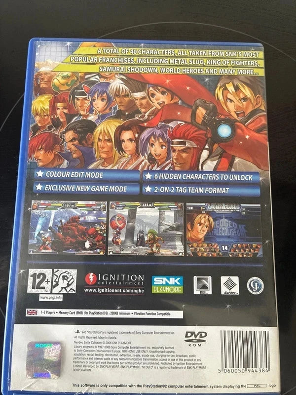 NeoGeo Battle Coliseum Playstation 2 Game Boxed With Manual