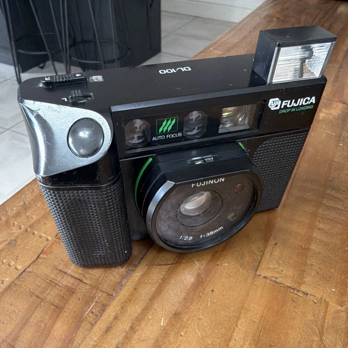 Fujica DL-100 35mm Point & Shoot Auto Focus Camera Built-in Flash Self-Timer UNTESTED