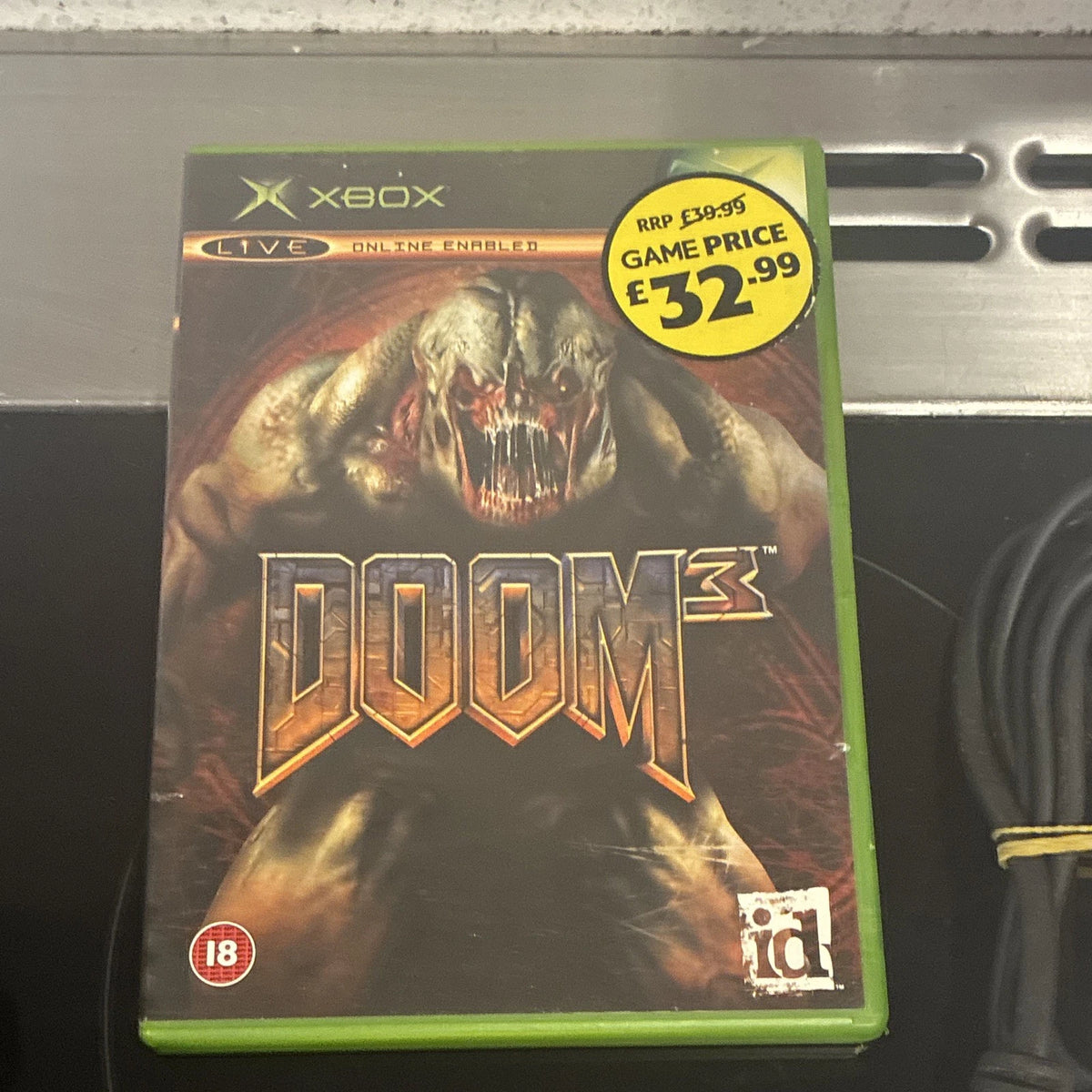 Microsoft Xbox PAL Black Console Boxed Bundle w/ DVD Remote & Doom 3 Game