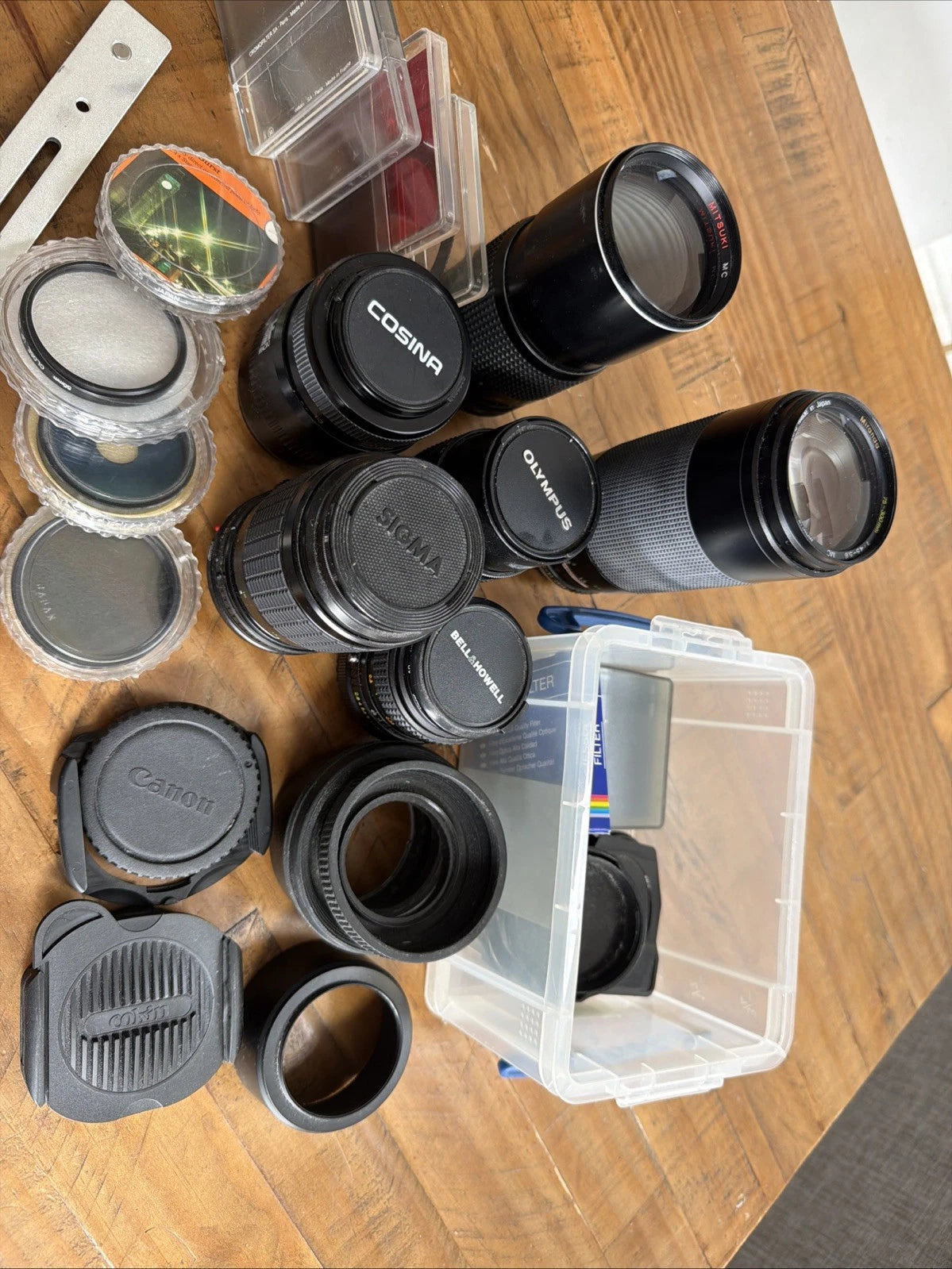A Selection Of Camera Lens' & Accessories Bundle Untested & As Seen