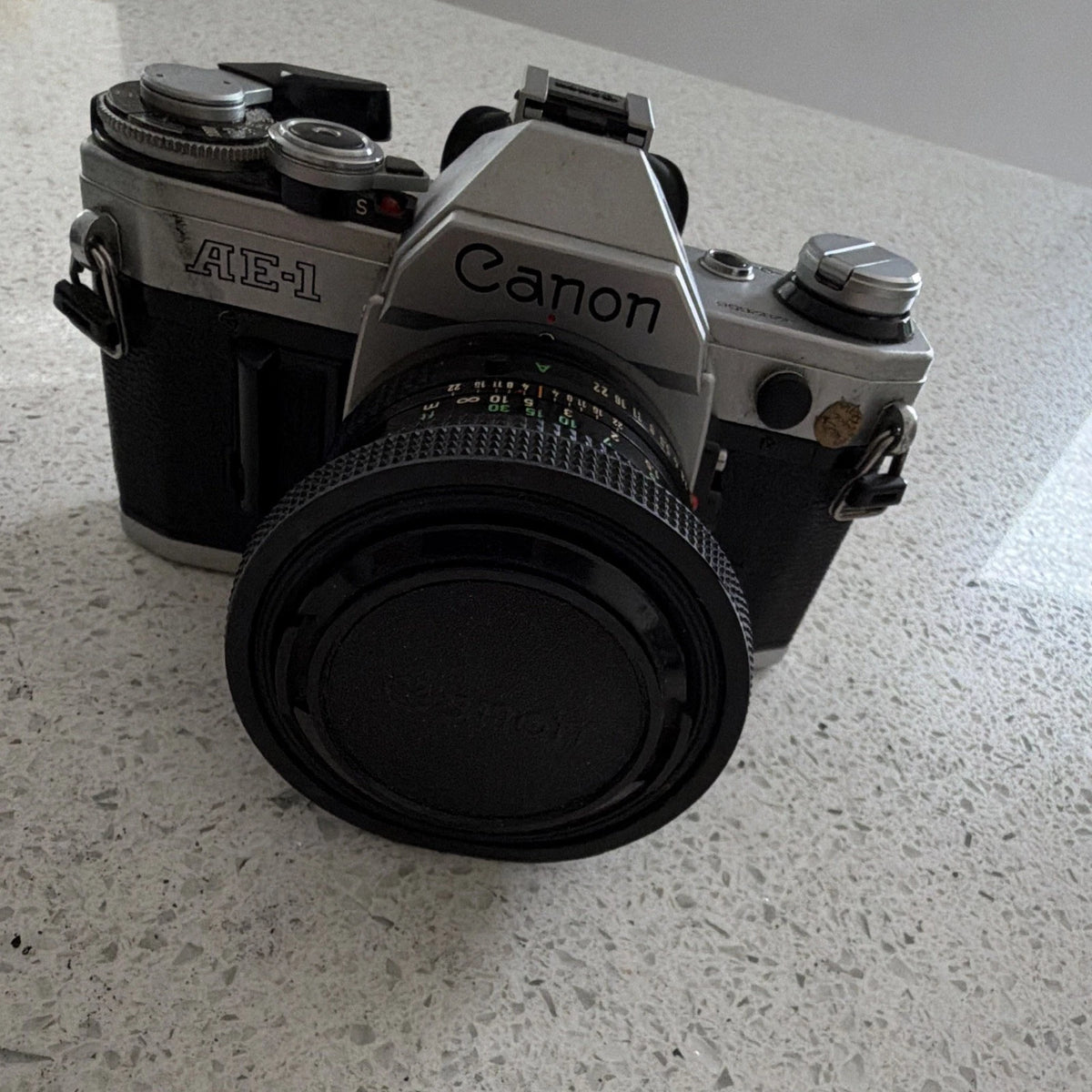 Canon AE-1 Silver 35mm SLR Film Camera with Canon FD 50mm f/1.8 Lens UNTESTED