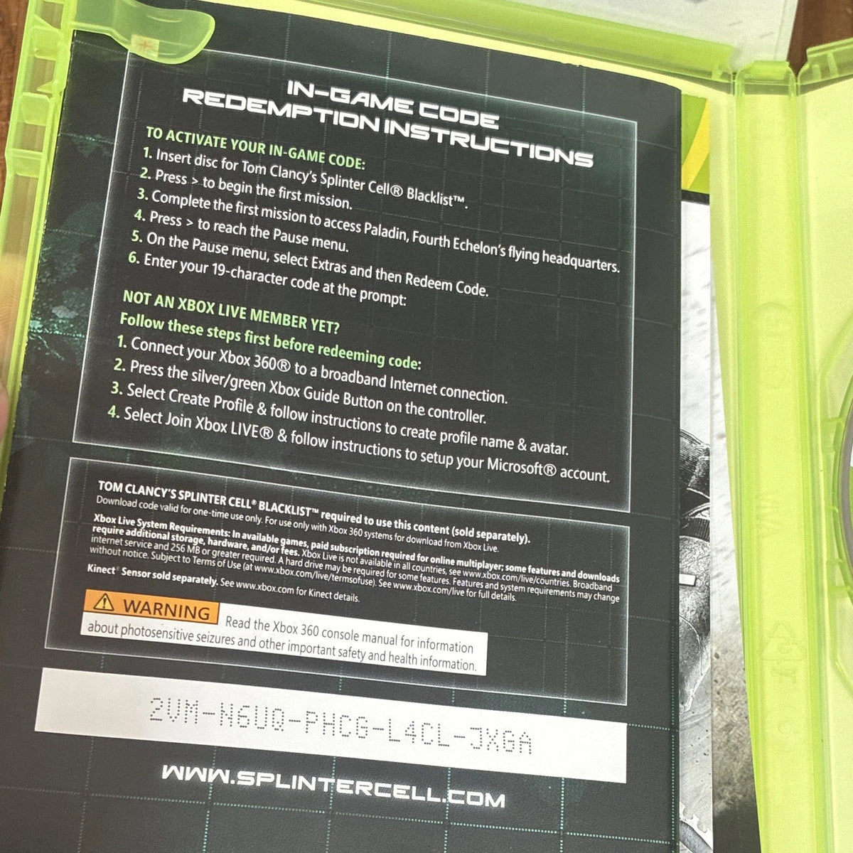 Splinter Cell: Blacklist Ultimate/Collector's Ed Xbox 360 With Comic & Watch