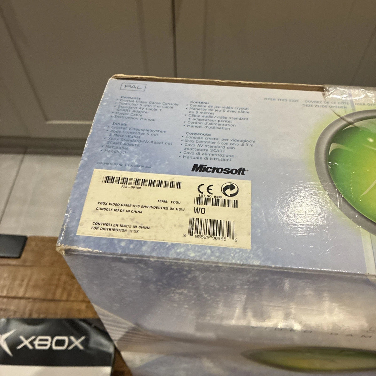 Microsoft Xbox Original Crystal Console Boxed With Inserts, Wires & Pad